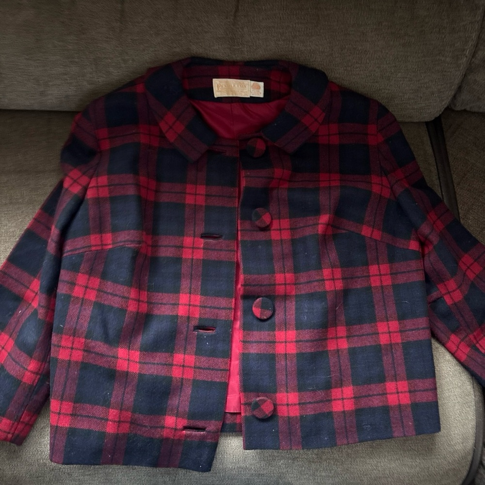 Pendleton Woolen Mills Vintage 1950's Plaid Virgin Wool Blazer Jacket 14
